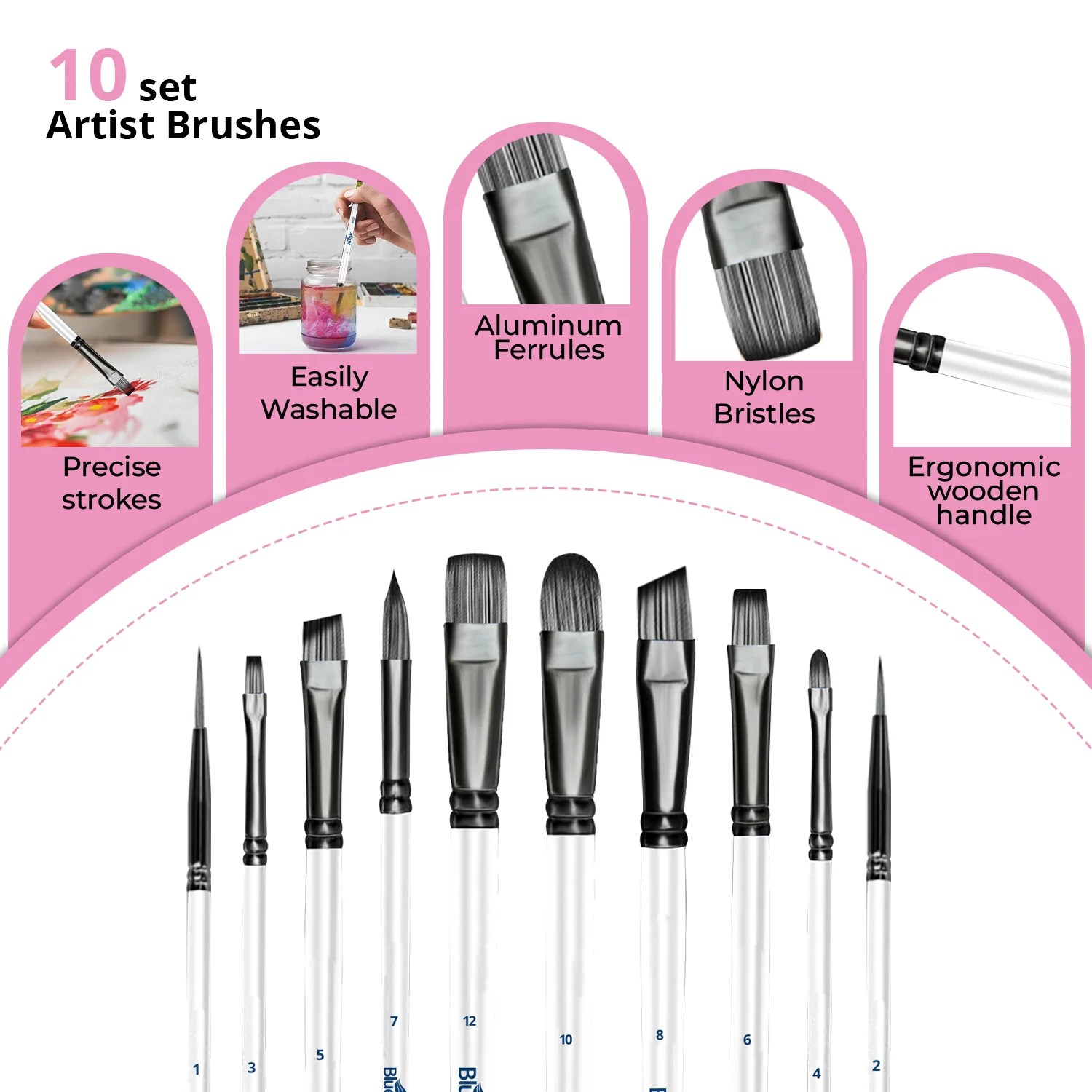 Bluebird Classic Mix Art Brush Set of 10 - 65629 - Image 5