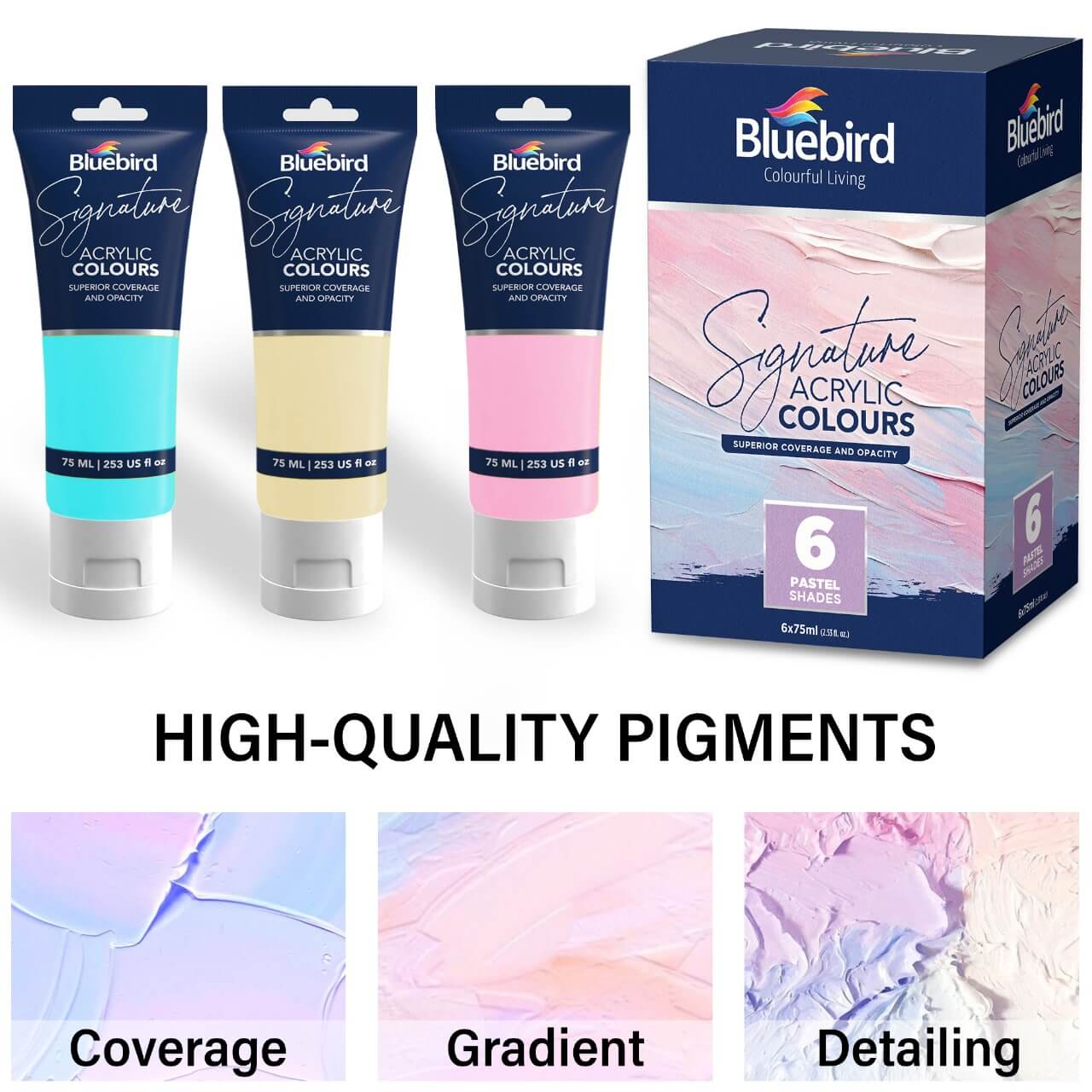 Signature Acrylic Colours - 75 ml - Set of 6 PASTEL - Image 3