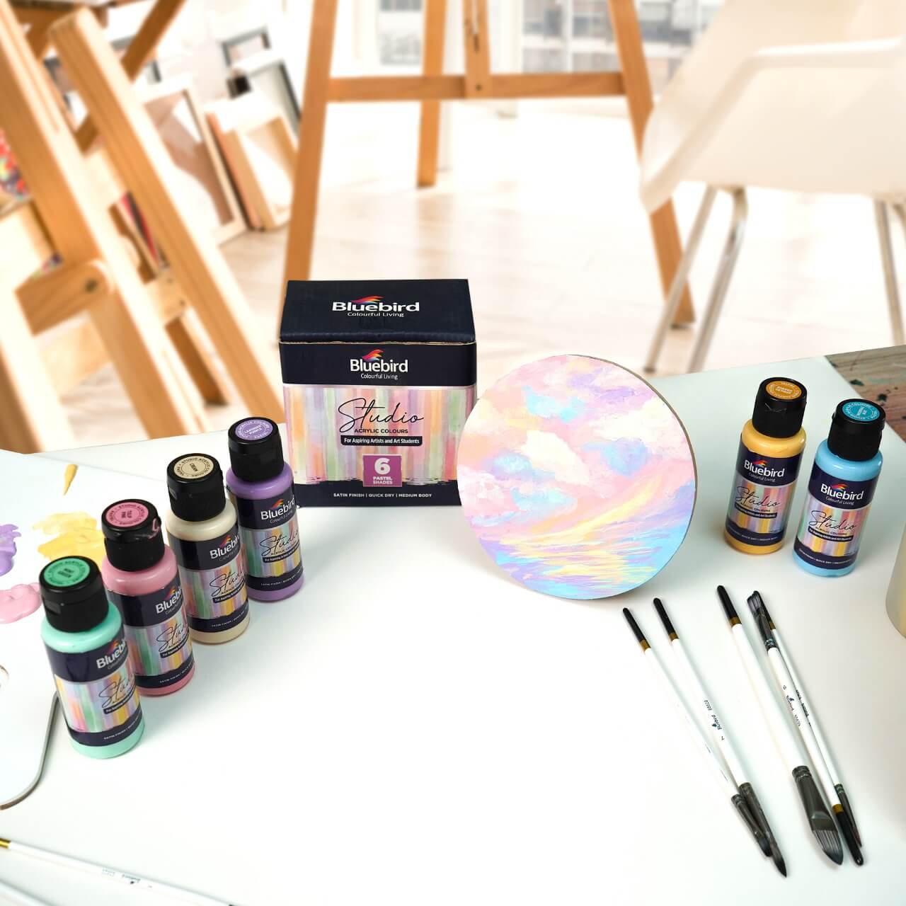 Studio Acrylic Colours - 100 ml - Set of 6 Pastel Shades - Image 5