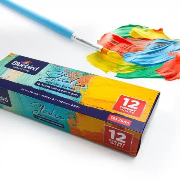 Studio Acrylic Colours – 25 ml – Set of 12 Primary Shades - Image 2